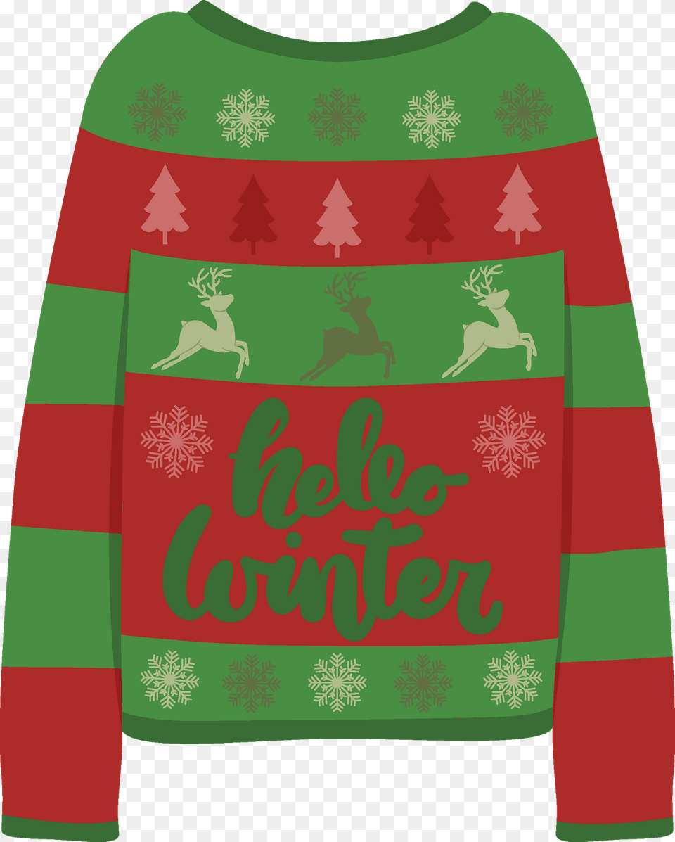 Ugly Sweater Clipart, Clothing, Knitwear, Sweatshirt, Hoodie Png Image
