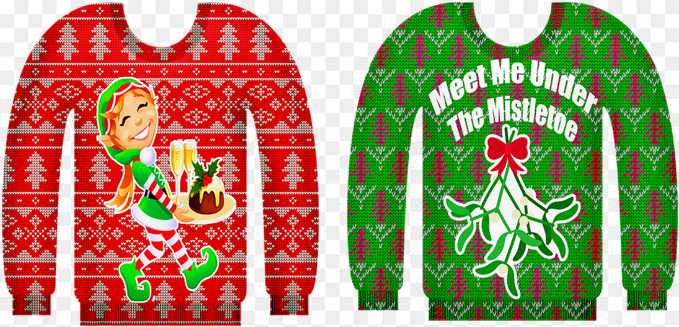 Ugly Sweater Holiday Party Christmas Jumper, Clothing, Knitwear, Baby, Person Free Png