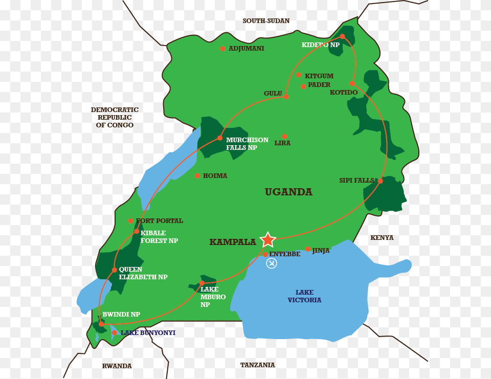 Ugnps Uganda Gorilla Trekking Map, Vegetation, Tree, Rainforest, Plot Png