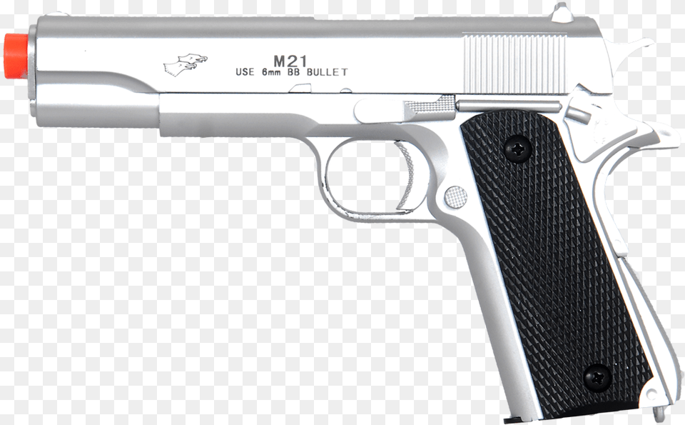 Uk Arms M21s 1911 Spring Airsoft Pistol M1911 Bb Pistol Silver, Firearm, Gun, Handgun, Weapon Free Png Download
