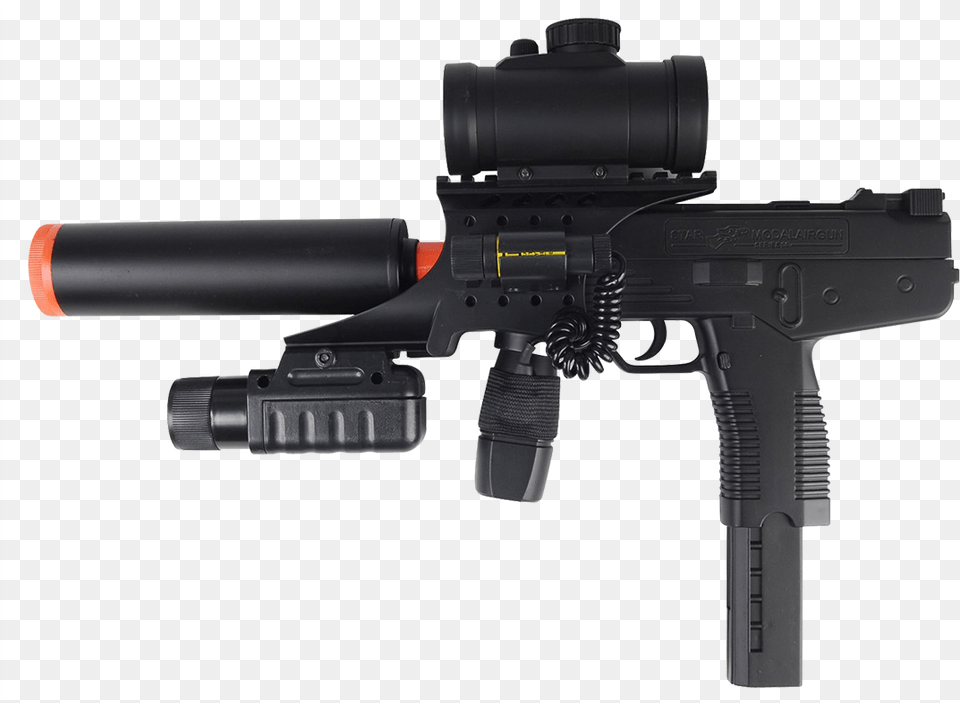 Uk Arms M30 Tmp Spring Smg Airsoft Smg Mock Suppressor Airsoft Laser Flashlight, Firearm, Gun, Rifle, Weapon Png
