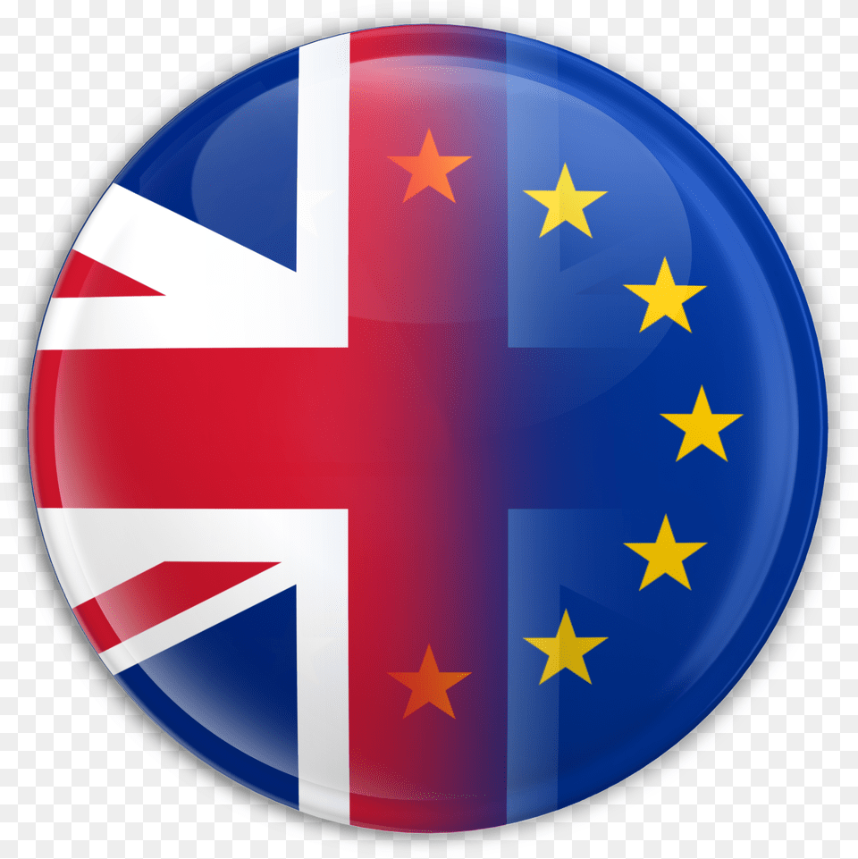 Uk Eu Blended Button Britain And Eu Flag, Badge, Logo, Symbol Png Image