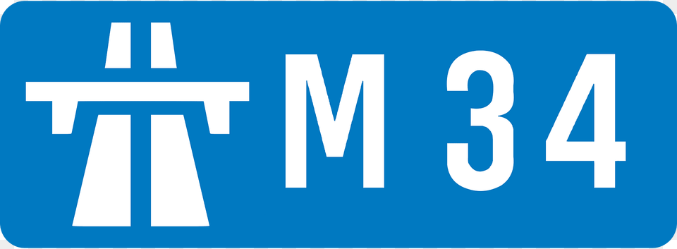 Uk Motorway M34 Clipart, Sign, Symbol, Text, First Aid Png Image