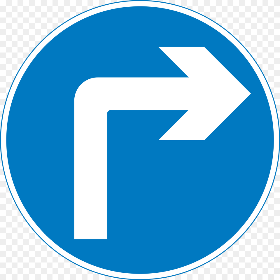 Uk Traffic Sign 609a Traffic Sign Turn Right, Symbol, Road Sign, Disk Free Transparent Png