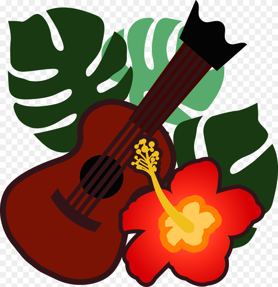 Ukulele And Hibiscus From Hawaii Clipart, Flower, Plant, Dynamite, Weapon Free Png Download