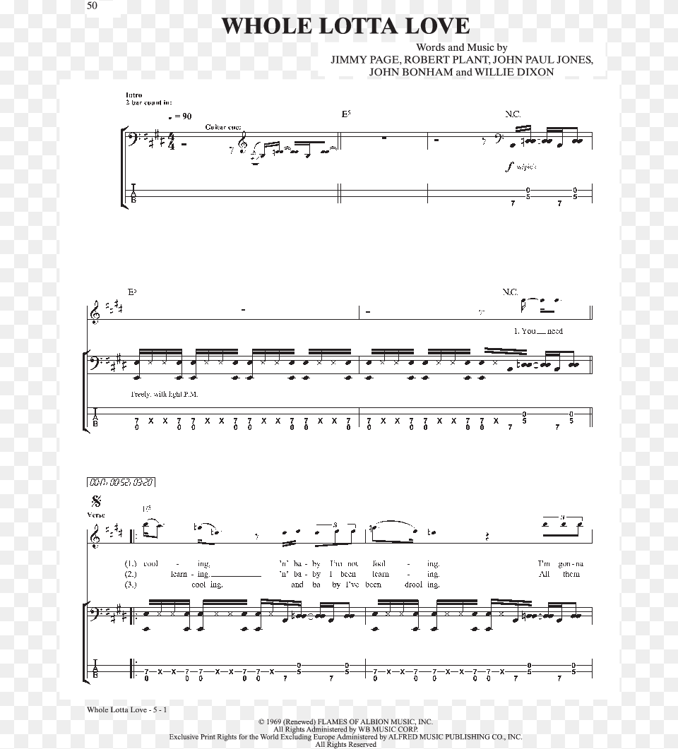 Ultimate Bass Play Along Communication Breakdown Led Zeppelin Drum Sheet, Sheet Music, Page, Text Free Transparent Png