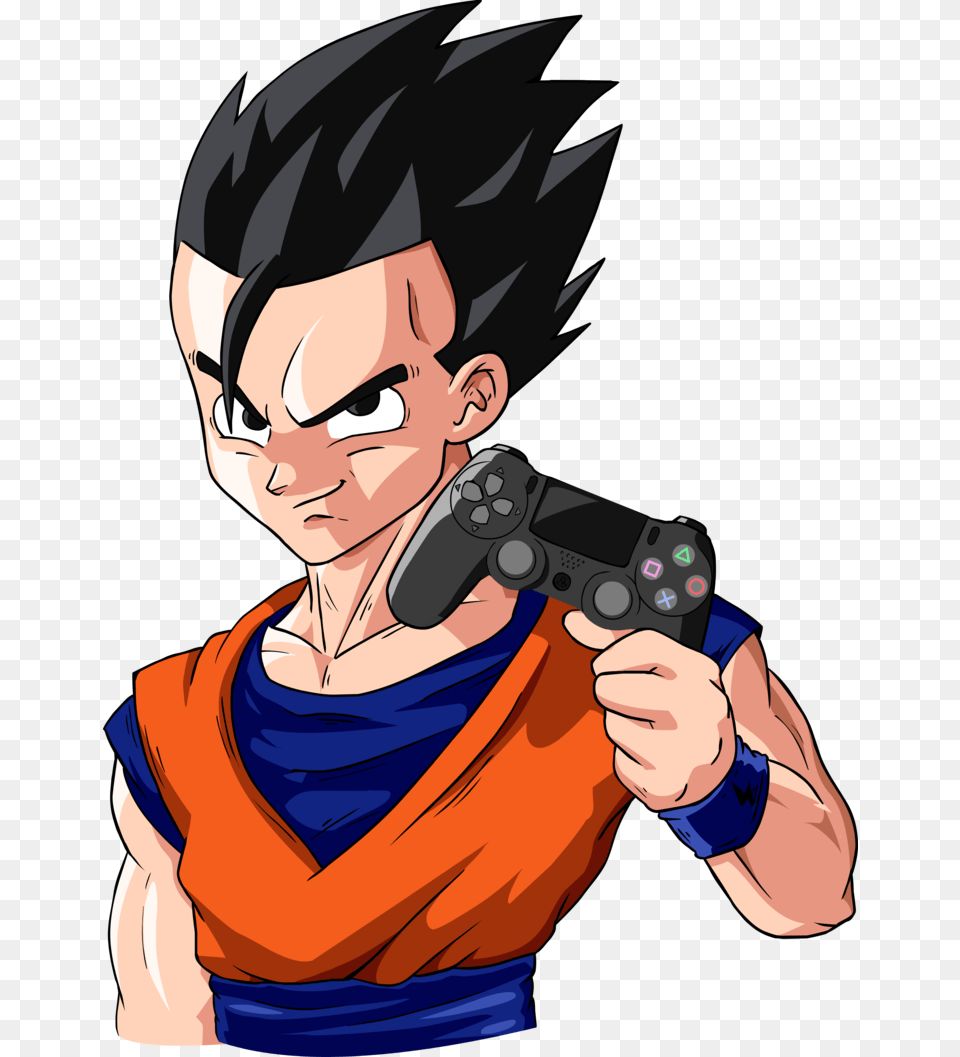 Ultimate Gohan Holding Ps Controller By Blastycone Gohan Fortnite, Book, Comics, Publication, Person Free Png