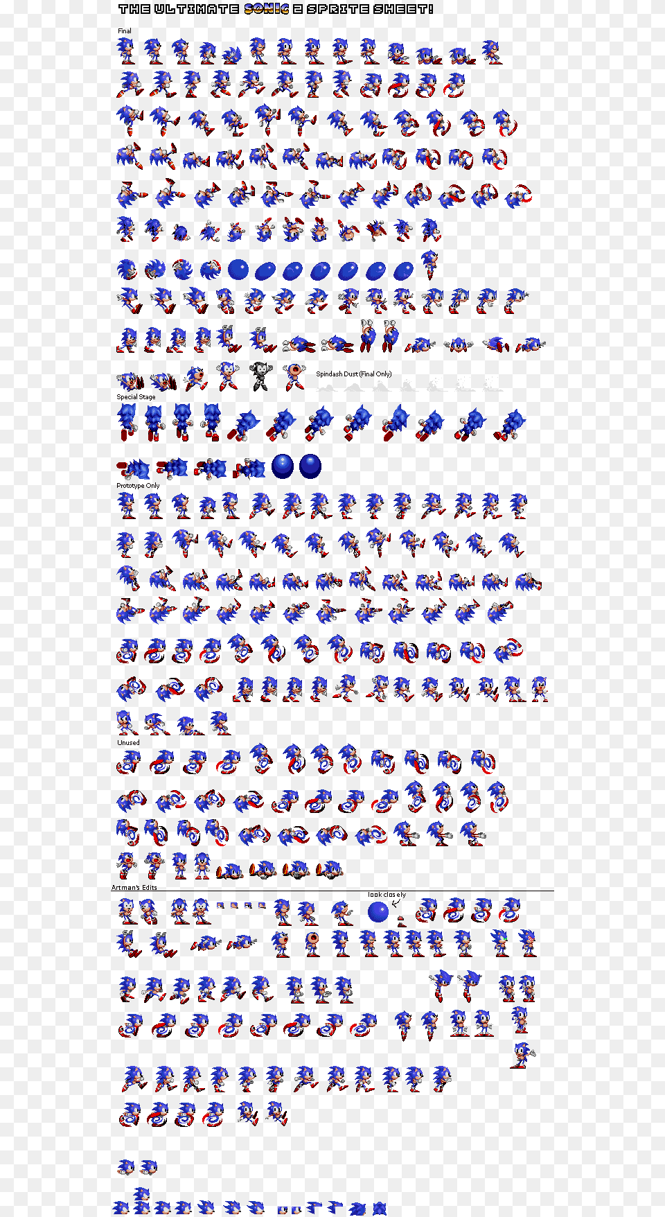 Ultimate Sonic 2 Sprite Sheet, Art, Collage Png Image