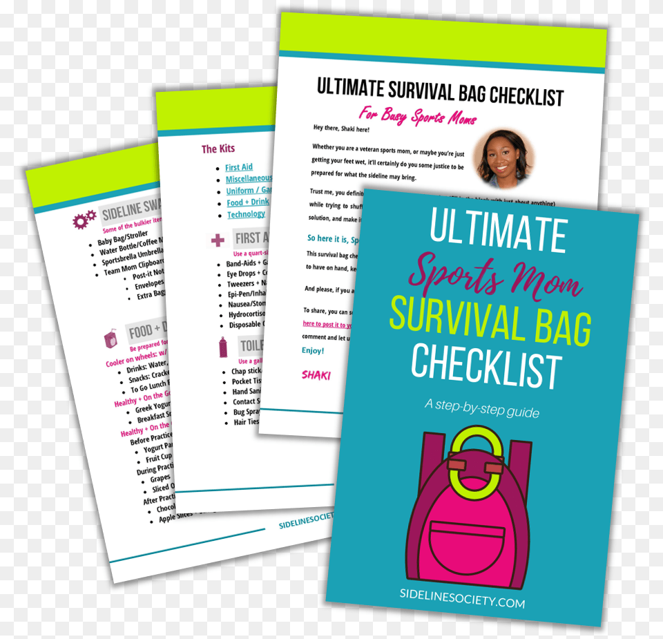 Ultimate Sports Mom Survival Bag Checklist, Advertisement, Poster, Person, Face Free Png