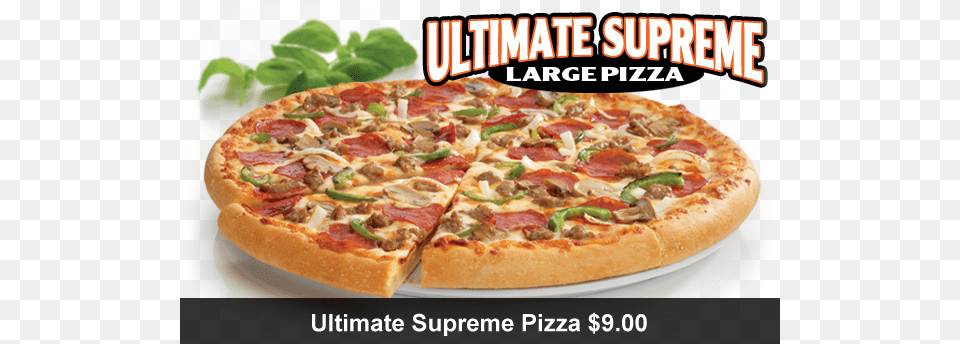 Ultimate Supreme 9 Pizza, Food, Advertisement Free Transparent Png