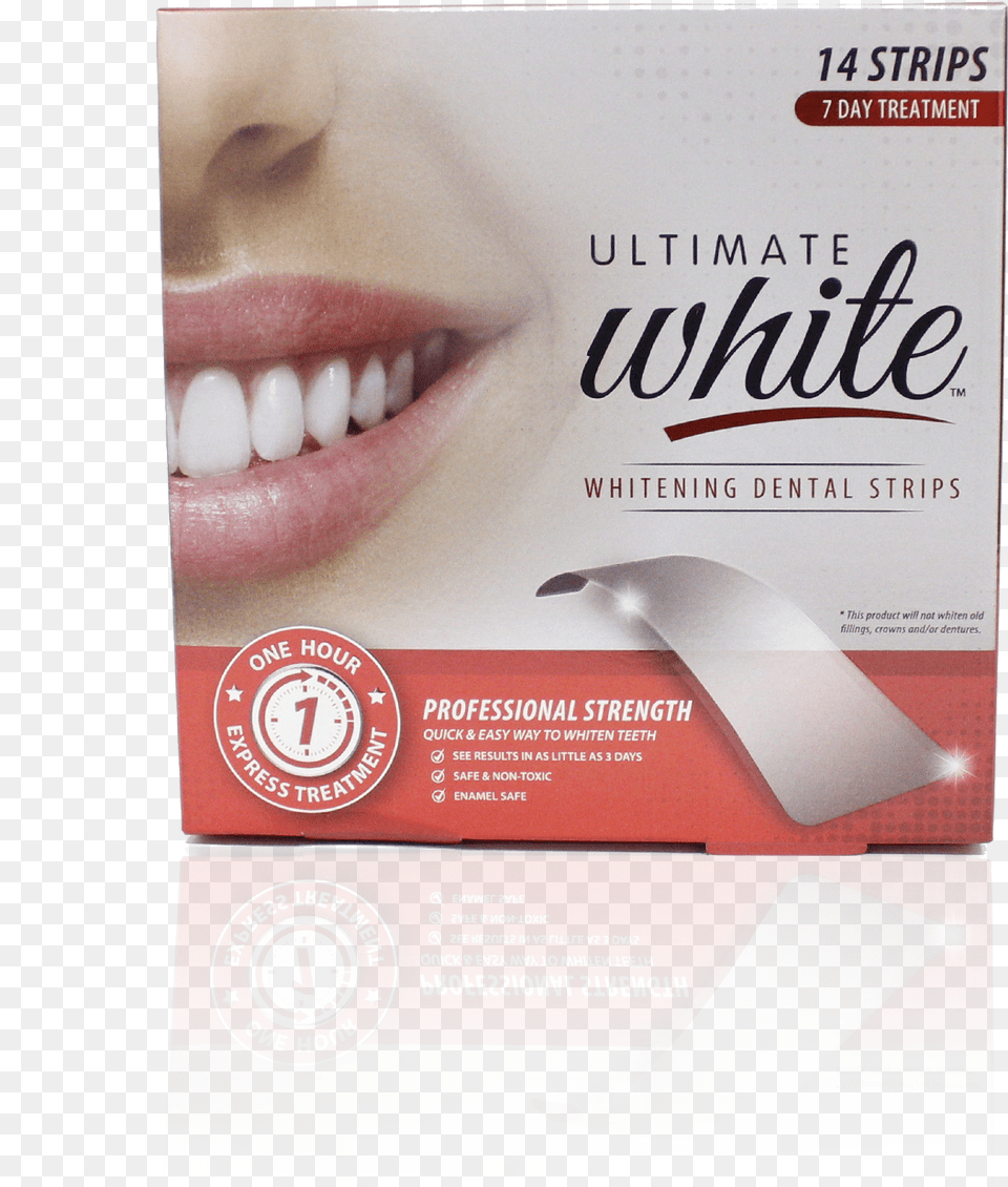 Ultimate White Whitening Dental Strips, Advertisement, Poster, Person, Face Png