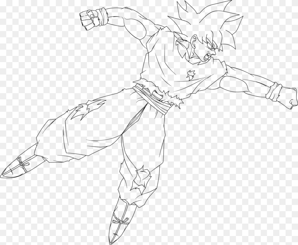 Ultra Instinct Goku Punching Lineart By Dragonballaffinity Goku Ultra Instinct To Color, Gray Free Transparent Png