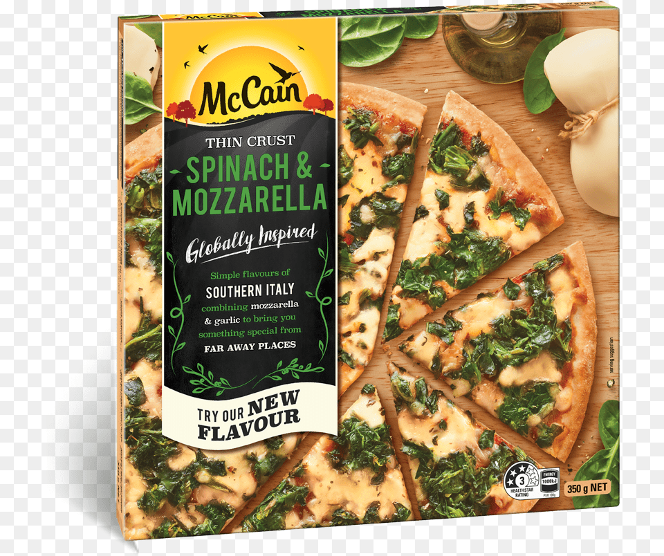 Ultra Thin Spinach And Mozzarella, Advertisement, Poster, Pizza, Food Free Png
