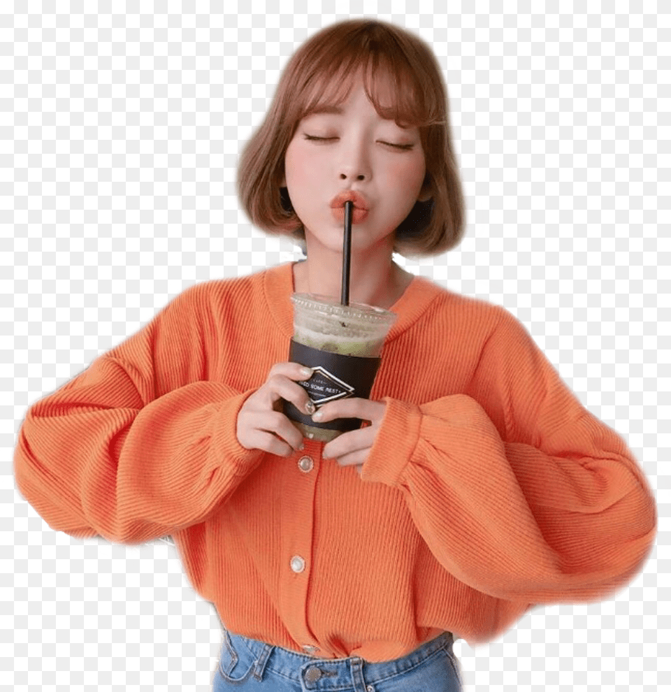 Ulzzangs Short Hair Aesthetic Short Hair Girl, Cup, Disposable Cup, Female, Child Free Png