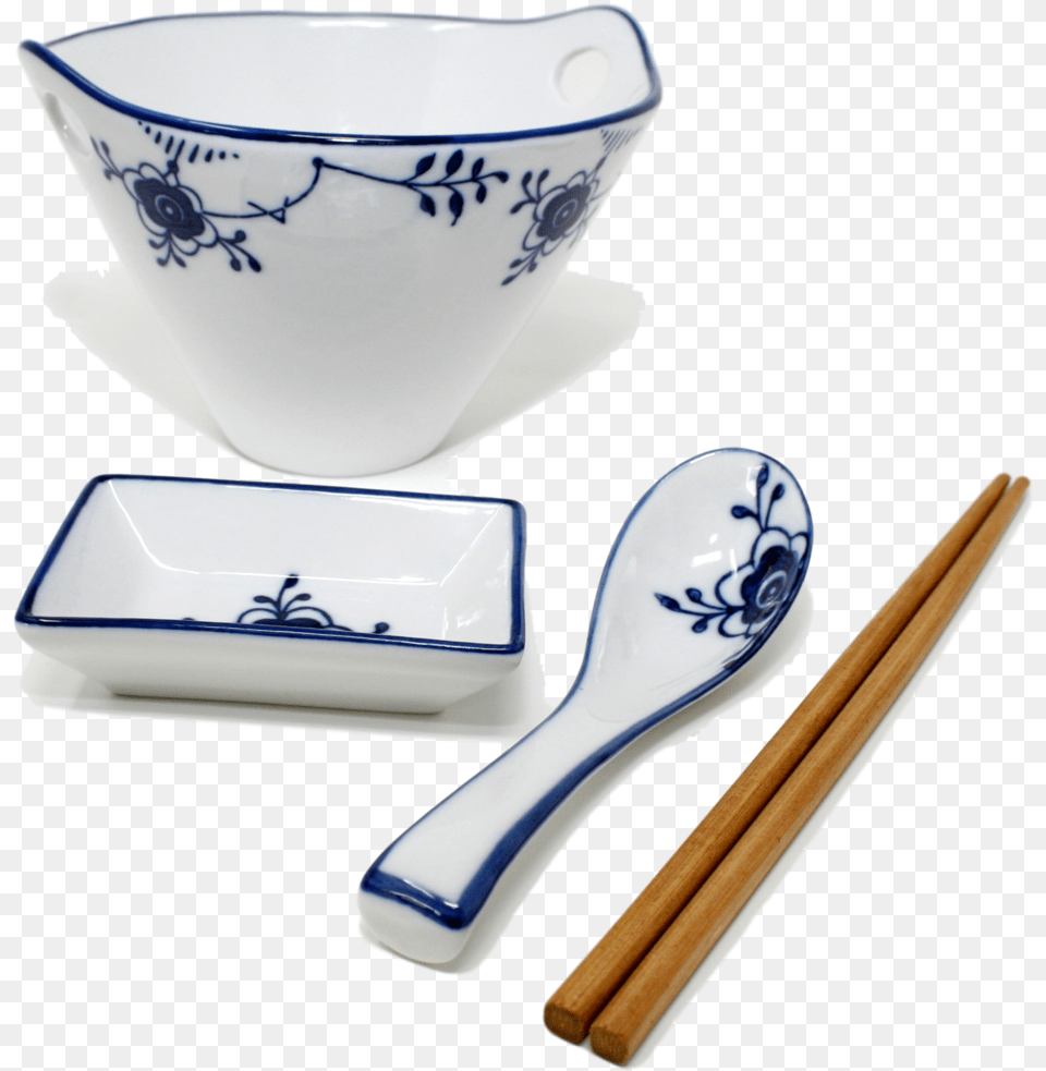Umami Tableware Blue And White Porcelain Ramen Bowl Ceramic, Art, Soup Bowl, Pottery, Cutlery Free Png Download