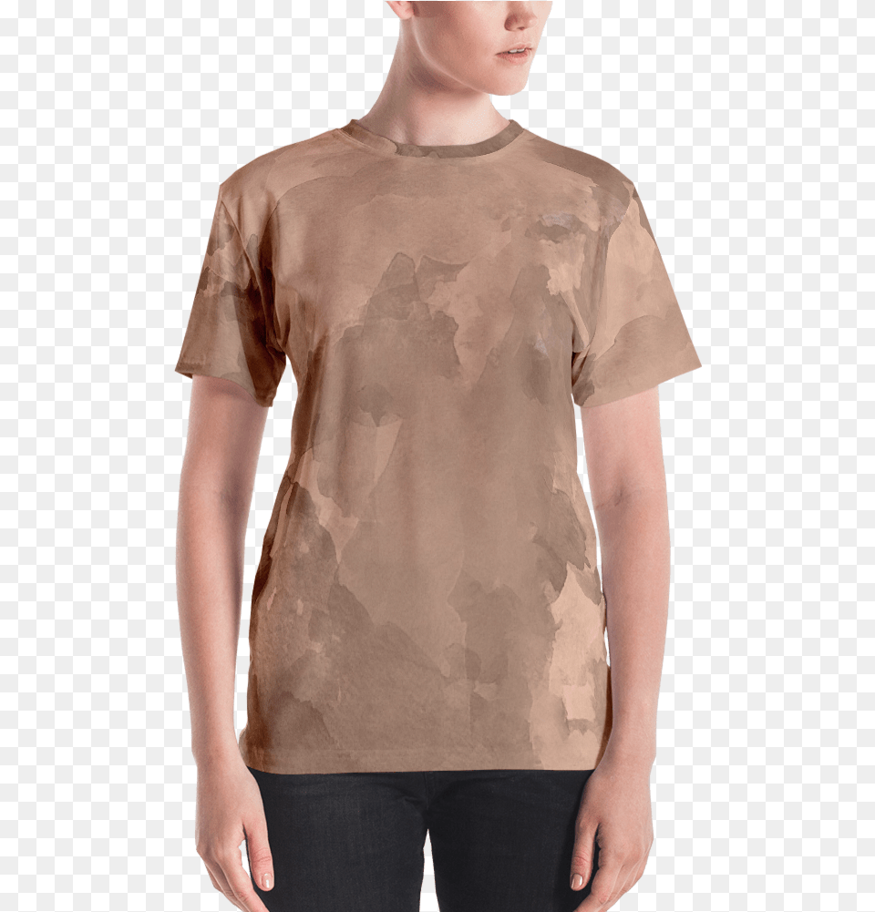 Umber Watercolor Women39s T Shirt T Shirt Zazuze T Shirt, T-shirt, Blouse, Clothing, Person Free Png