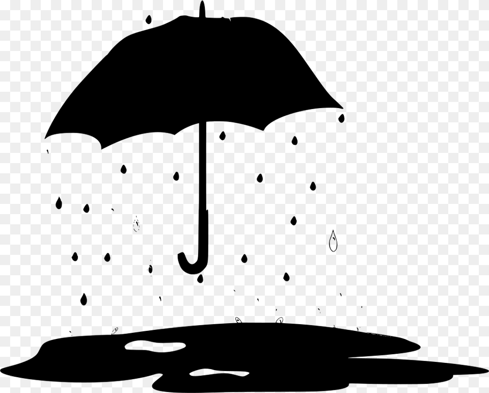 Umbrella And Rain Transparent, Gray Free Png Download