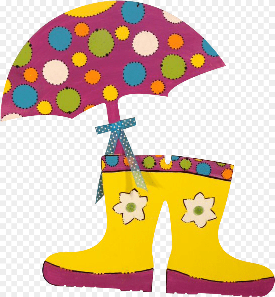 Umbrella Clip Rain Boot Transparent Cartoons Rainboots Clipart Transparent, Applique, Pattern, Clothing, Footwear Png Image