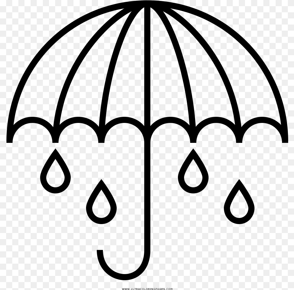 Umbrella Rain Coloring, Gray Free Png Download