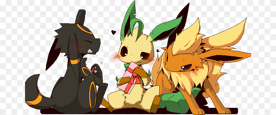 Umbreon Flareon And Leafeon Pokemon Drawn By Shin Flareon Leafeon And Umbreon, Baby, Person, Anime, Face Free Png Download