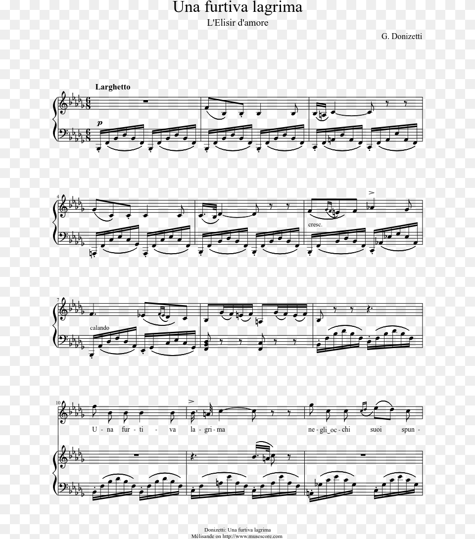 Una Furtiva Lagrima Sheet Music Composed By G Mickey Mouse Hot Dog Piano Sheet Music, Gray Free Transparent Png