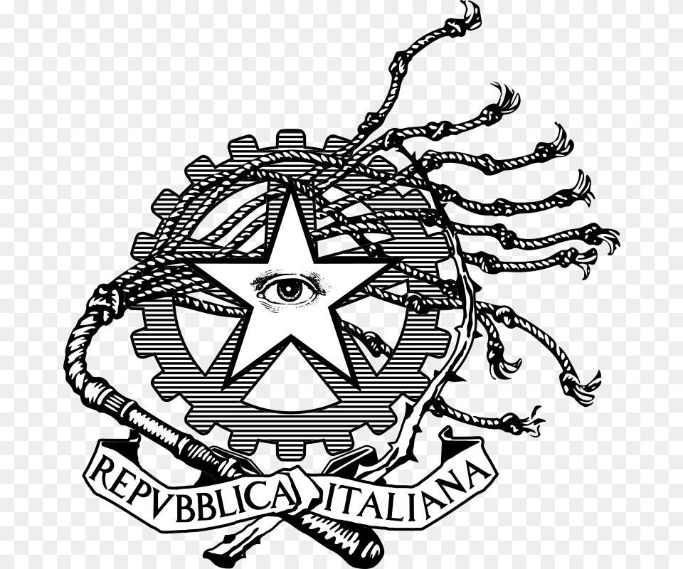 Una Versione Distopica Dell Emblema Della Repubblica Italian Republic Symbol, Person, Emblem, Face, Head Free Png