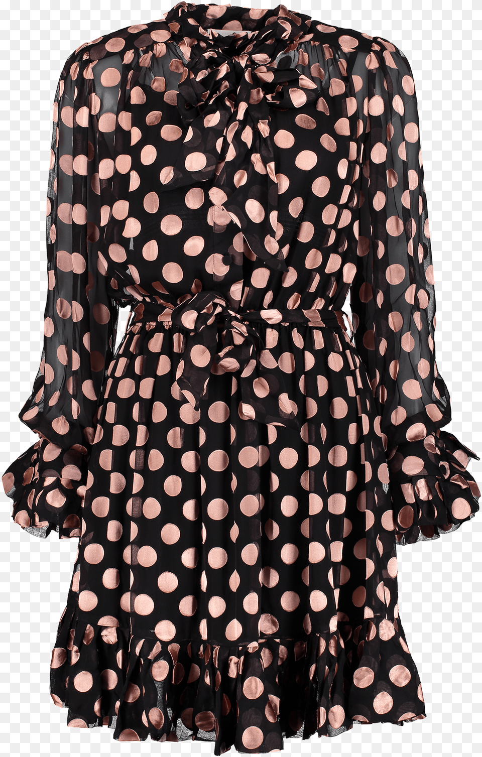 Unbridled Tie Neck Dress Black Rose Dot, Blouse, Clothing, Pattern, Long Sleeve Free Transparent Png