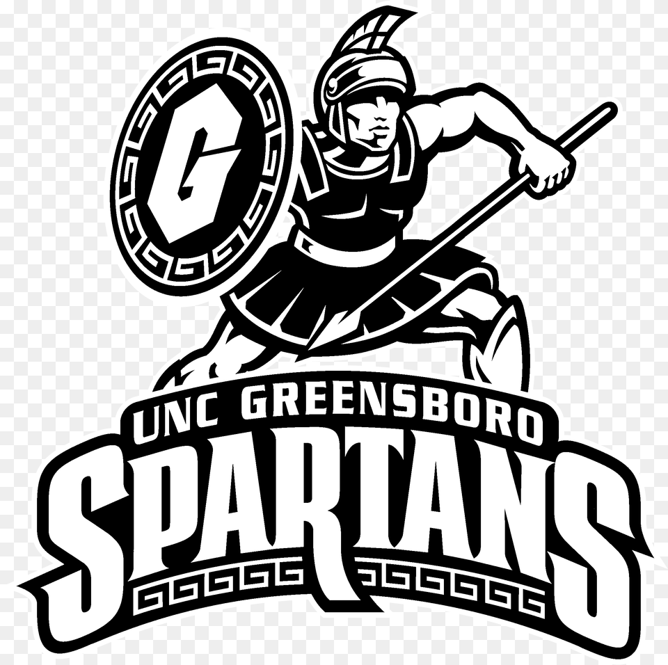 Uncg Spartans Logo Black And White Unc Greensboro Spartans Logo, Person, People, Face, Head Free Transparent Png