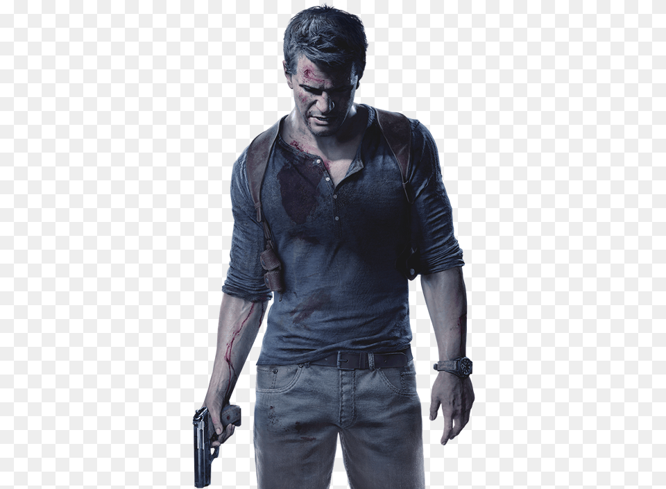 Uncharted 4 Nathan Drake, Weapon, Person, Pants, Man Free Png Download