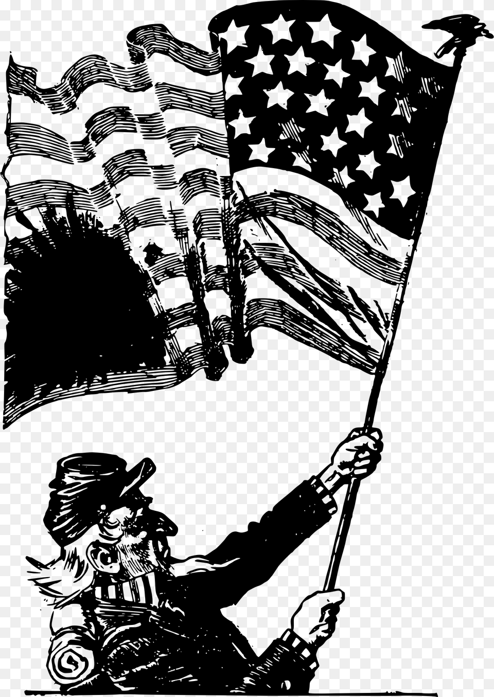 Uncle Sam And A Flag Icons, Gray Free Transparent Png