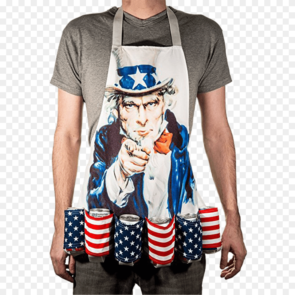 Uncle Sam Beer Belt Apron American Af, T-shirt, Clothing, Person, Man Png