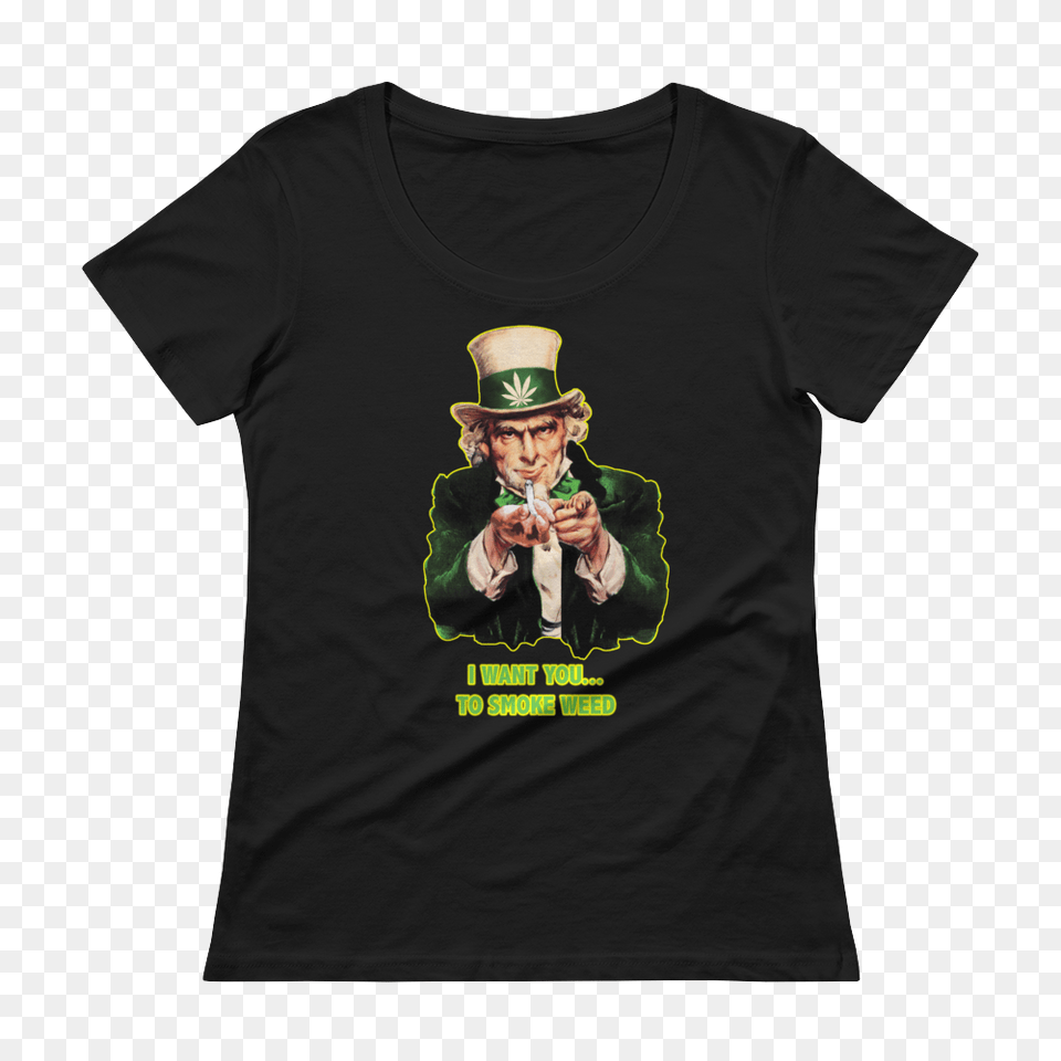 Uncle Sam Stoner Ladies Scoopneck T Shirt Dank Loop, Clothing, T-shirt, Adult, Male Png Image