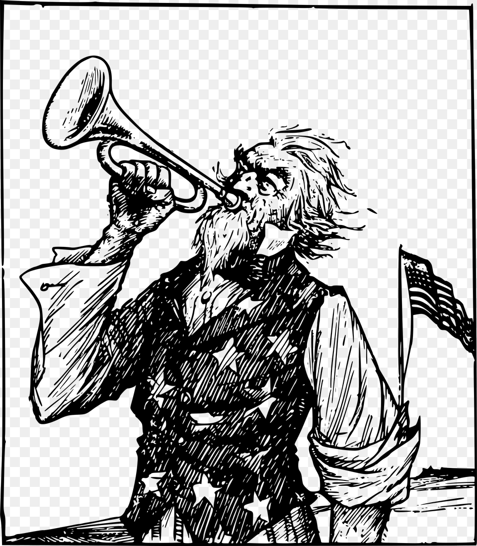 Uncle Sam With Bugle Clip Arts Desenho De Soldado Tocando Corneta, Gray Png
