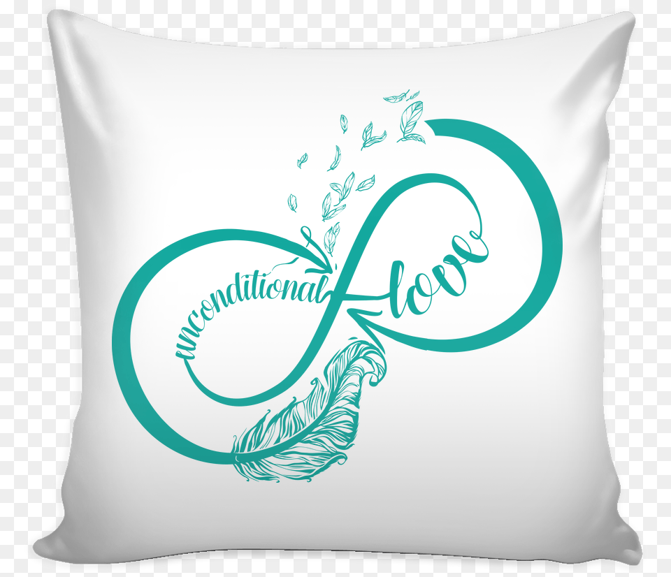 Unconditional Love Infinity Bohemian Feathers White Let That Shit Go Pillow, Cushion, Home Decor Free Png