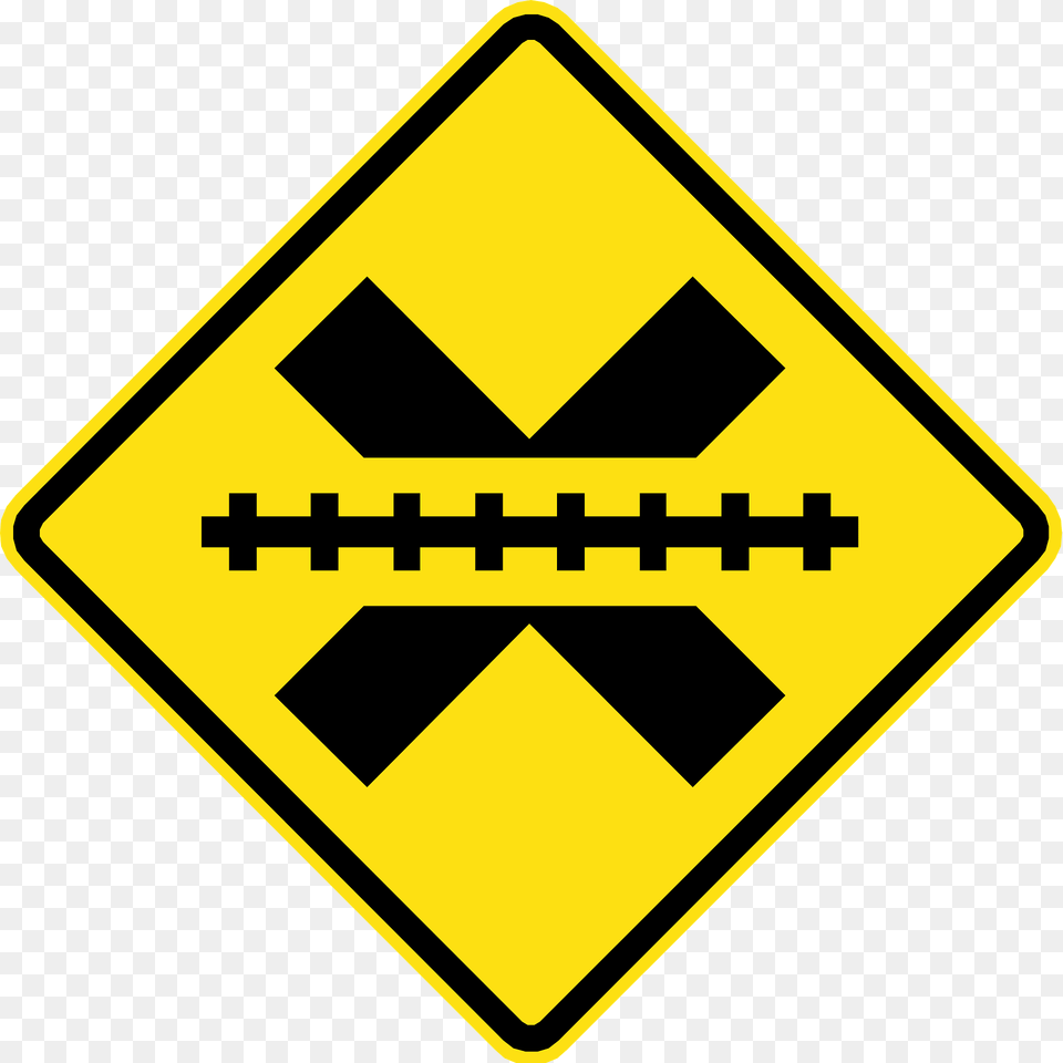 Uncontrolled Railroad Crossing Ahead Sign In Chile Clipart, Symbol, Road Sign, First Aid Png Image