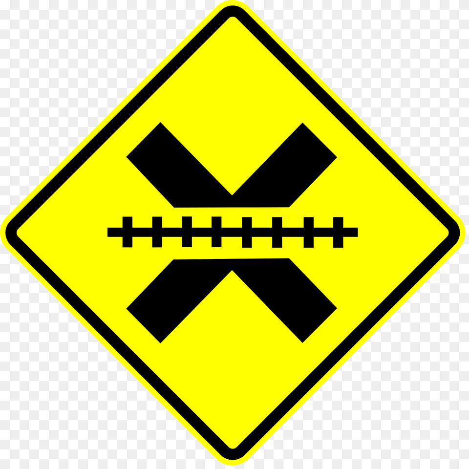 Uncontrolled Railroad Crossing Ahead Sign In Panama Clipart, Symbol, Road Sign, First Aid Png Image