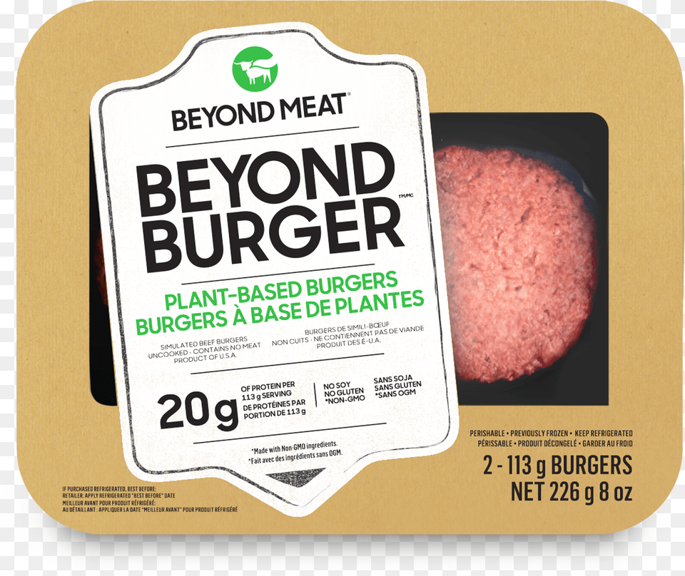 Uncooked Beyond Burgers In Its Brown White And Green Beyond Meat Burger Canada, Advertisement, Bread, Food, Poster Free Png Download