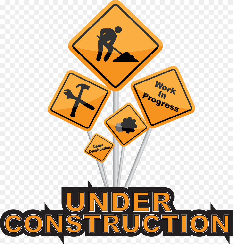 Under Construction Board Orange, Sign, Symbol, Road Sign, Adult Free Transparent Png