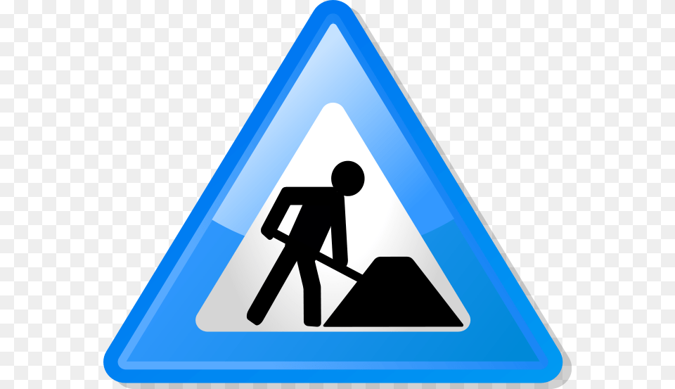 Under Construction Icon Blue, Sign, Symbol, Triangle, Road Sign Png Image