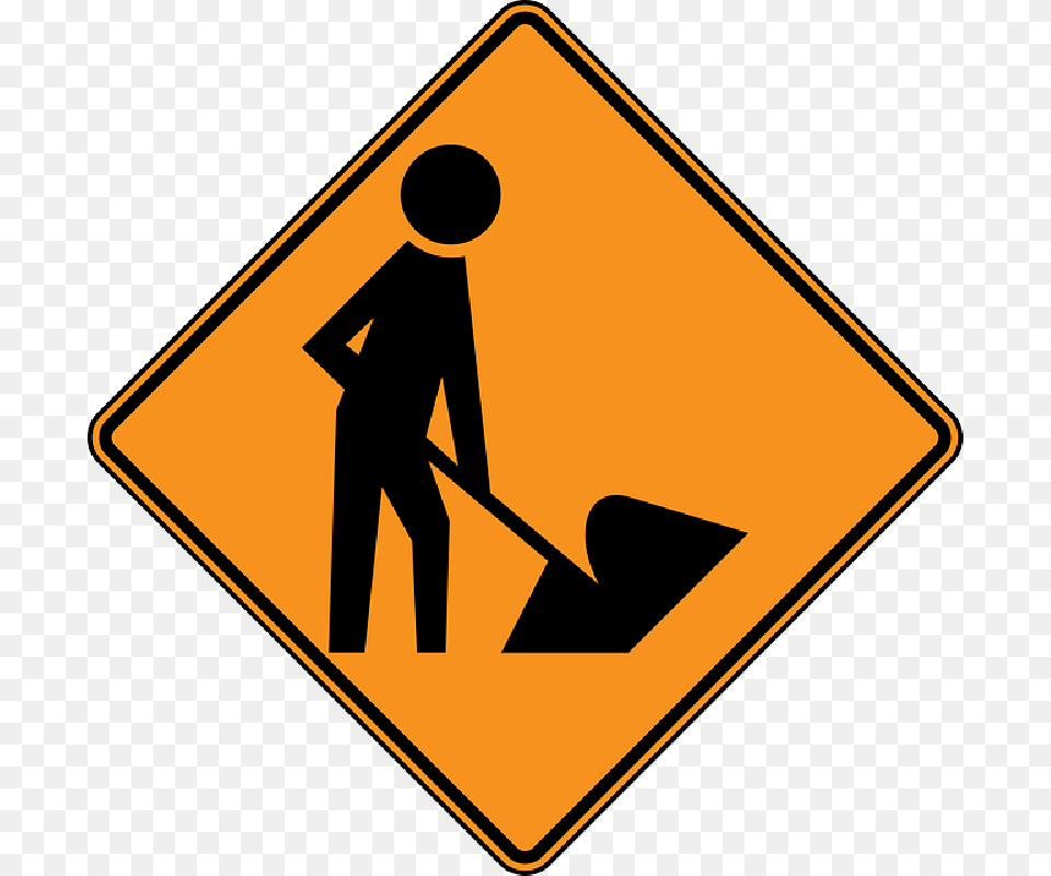 Under Construction Sign Picture Road Work Sign, Symbol, Adult, Male, Man Free Png Download