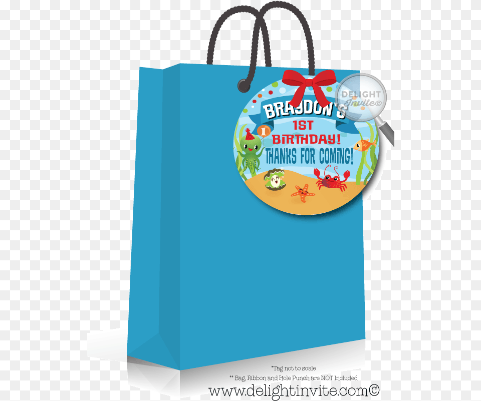 Under The Sea 1st Birthday Favor Tags Birthday Card Goody Bags, Bag, Shopping Bag, Tote Bag, Accessories Free Png