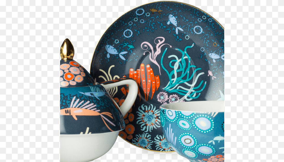 Under The Sea Marine Tea For One Tea, Art, Porcelain, Pottery, Food Png