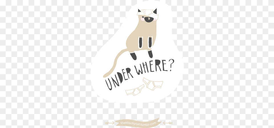 Under Where Cute And Silly Cat Illustration Picturing Quotunder Wherequot Siamese Cosmetic Bag, Animal, Mammal Free Png Download