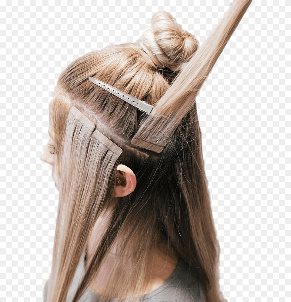 Underneath Flexible Discreet And Comfortable Full Head Tape In Hair Extension Placement, Accessories, Adult, Female, Person Png Image