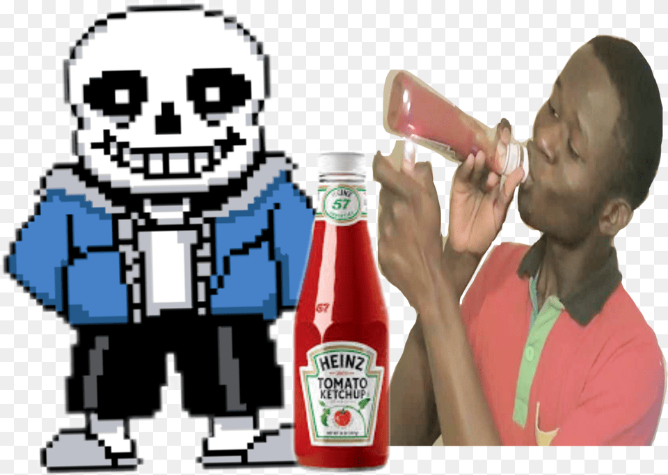 Undertale 2018 Sans Maximbady Funny Meme Black Rock Shooter Sans, Food, Ketchup, Bottle, Shaker Free Png Download