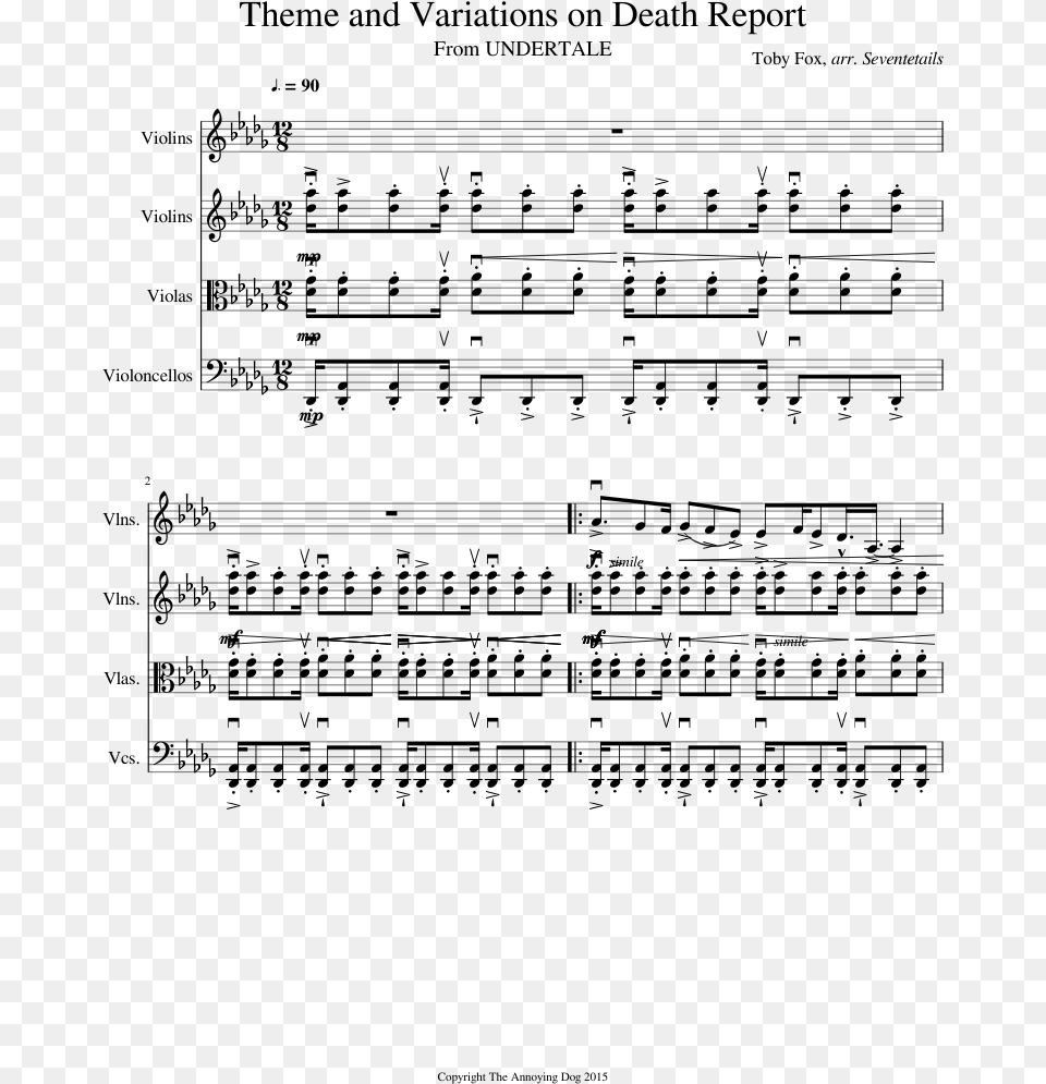 Undertale Dog Sheet Music, Gray Png Image
