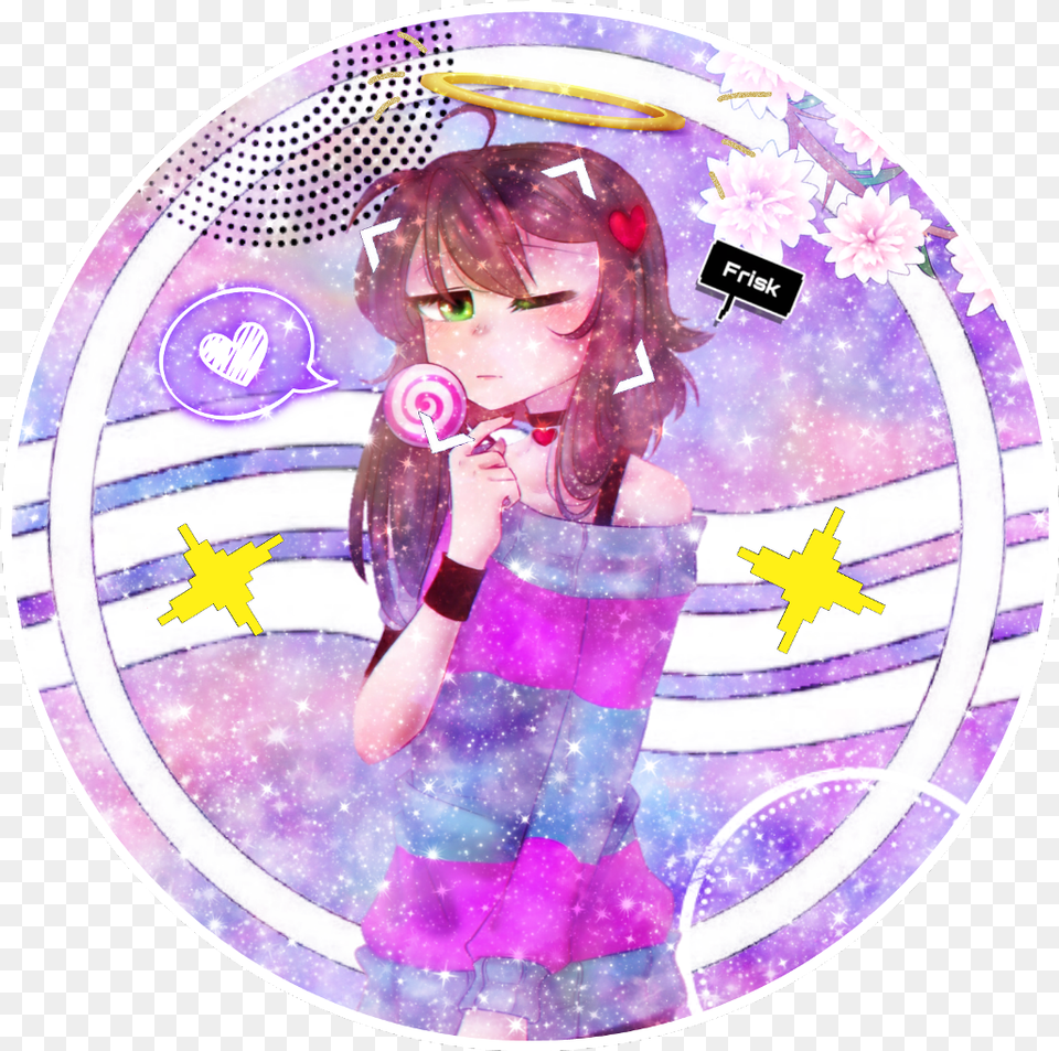 Undertale Frisk In Circle, Purple, Child, Female, Person Png