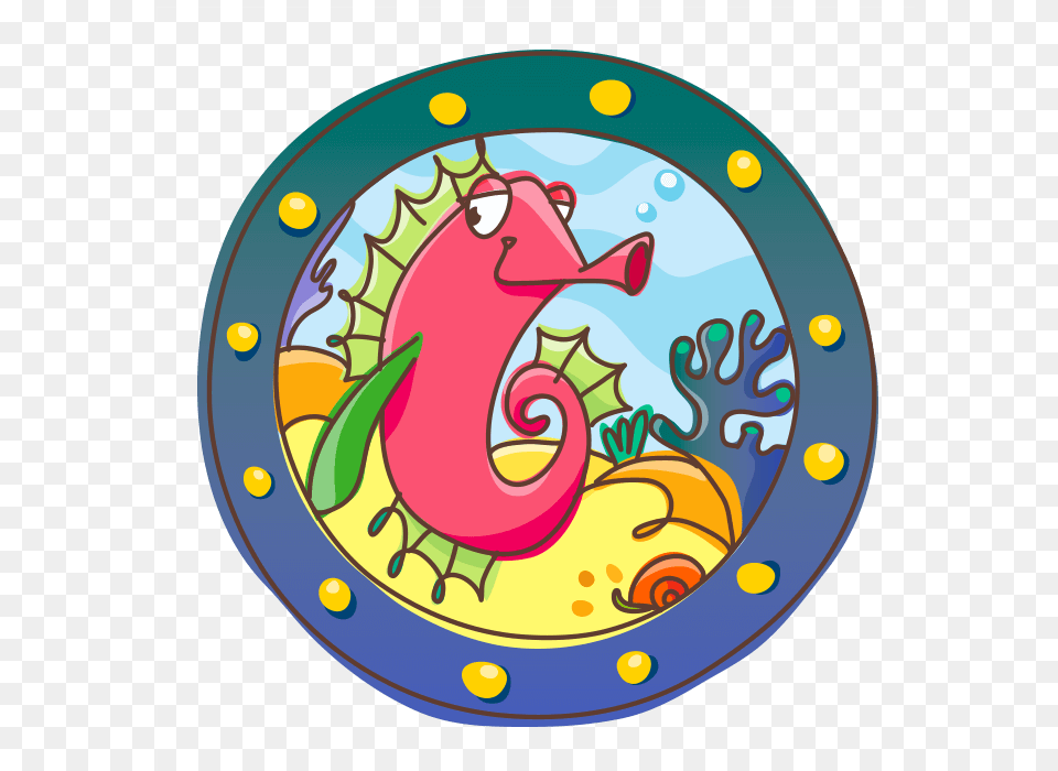 Underwater World Wall Decals For Children Porthole With Seahorse Free Png