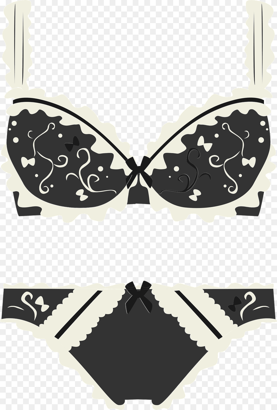 Underwear Black And White Clipart, Clothing, Lingerie, Bra, Stencil Free Png