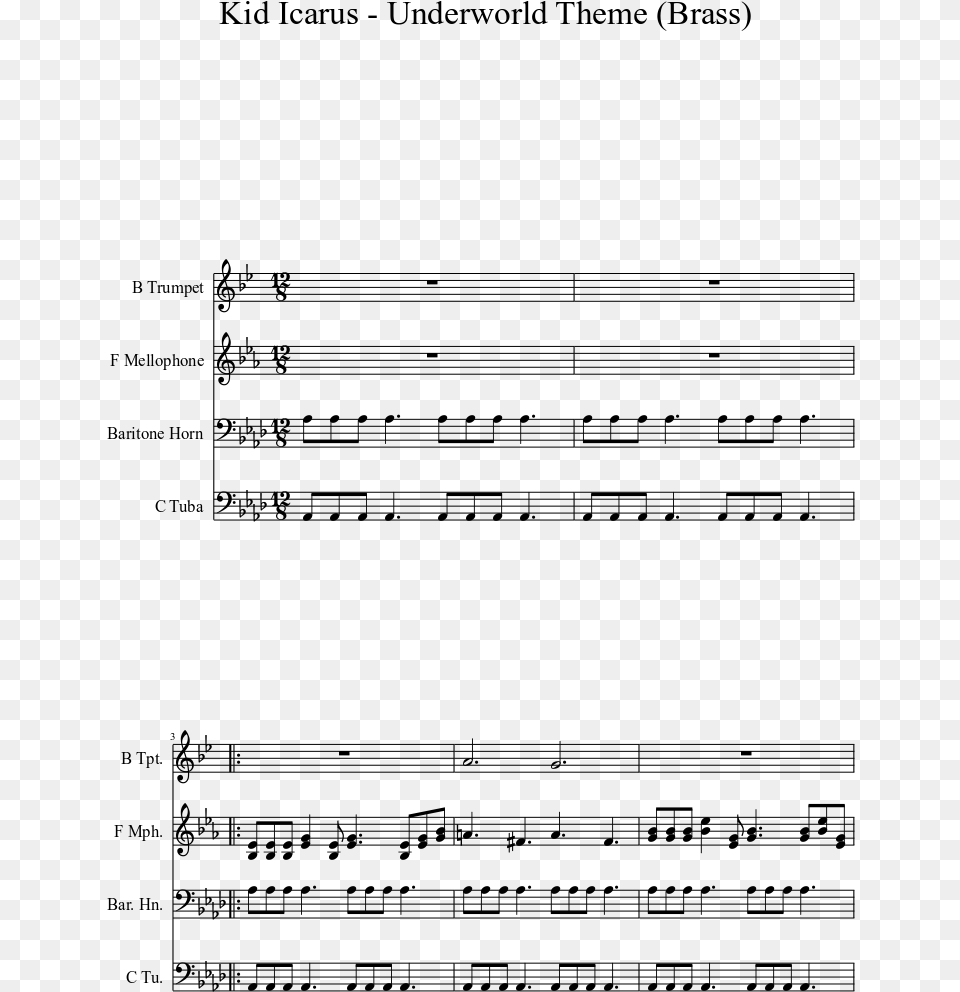 Underworld Theme Sheet Music 1 Of 3 Pages Sheet Music, Gray Png Image